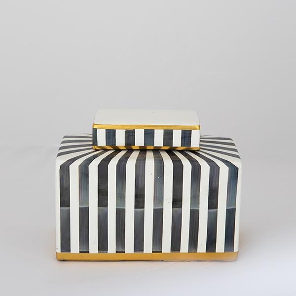 Keramik-Vase 20,5x16x9 cm blau/weiß/schwarz