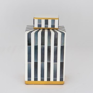 Keramik-Vase 22x18x8 cm blau/weiß
