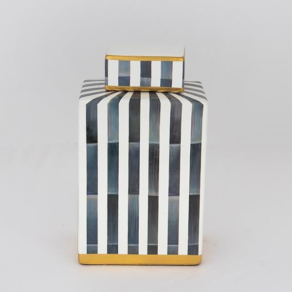 Keramik-Vase 22x18x8 cm blau/weiß