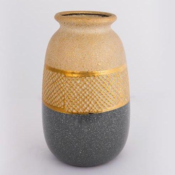 Keramik-Vase 25,5x15,5 cm golden/grau