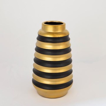 Keramik-Vase 25x14 cm golden/schwarz