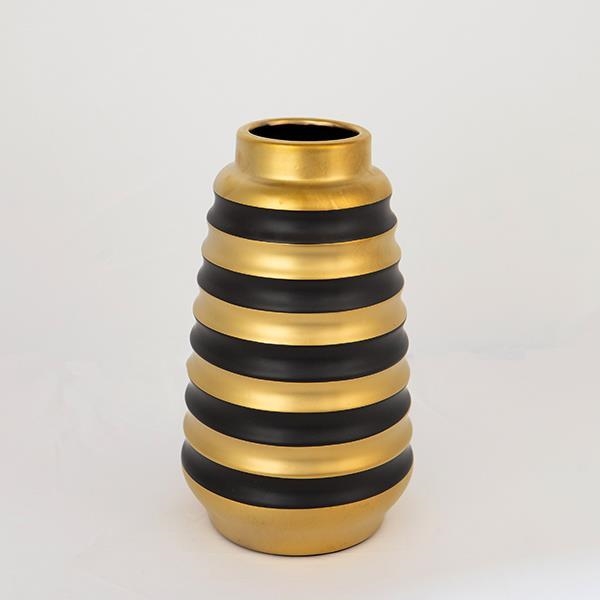 Keramik-Vase 25x14 cm golden/schwarz