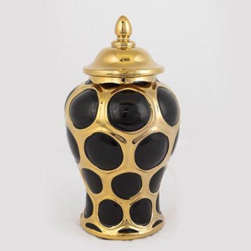 Keramik-Vase 27,6x15 cm golden/schwarz