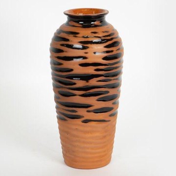 Keramik-Vase 28,8x13,5 cm ziegelrot/schwarz