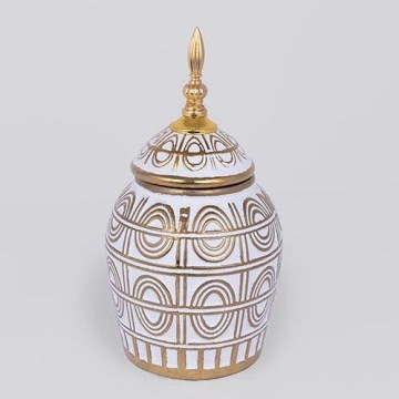 Keramik-Vase 28x15 cm golden/weiß