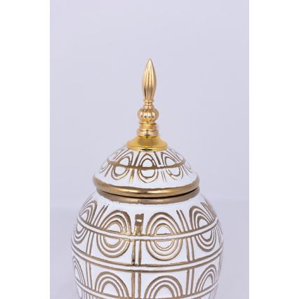 Keramik-Vase 28x15 cm golden/weiß