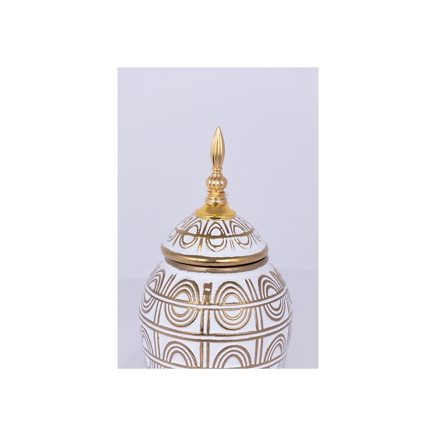 Keramik-Vase 28x15 cm golden/weiß
