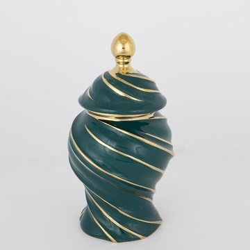 Keramik-Vase 30x17 cm golden/grün
