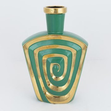 Keramik-Vase 30x20,2 cm grün/golden