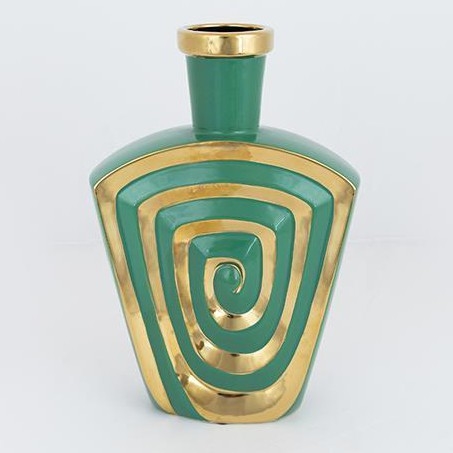 Keramik-Vase 30x20,2 cm grün/golden