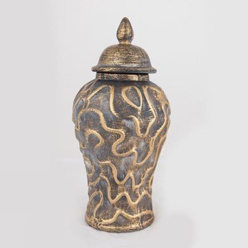 Keramik-Vase 33,5x16 cm golden/grau