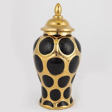 Keramik-Vase 33,8x16 cm golden/schwarz