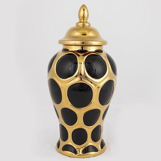 Keramik-Vase 33,8x16 cm golden/schwarz
