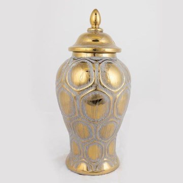 Keramik-Vase 33,8x16 cm golden/silbern