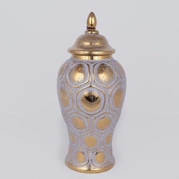 Keramik-Vase 35x18,5 cm golden/grau