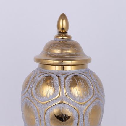 Keramik-Vase 35x18,5 cm golden/grau