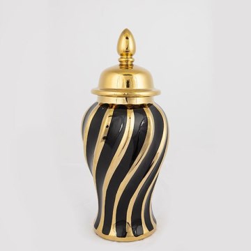 Keramik-Vase 36,5x16 cm golden/schwarz