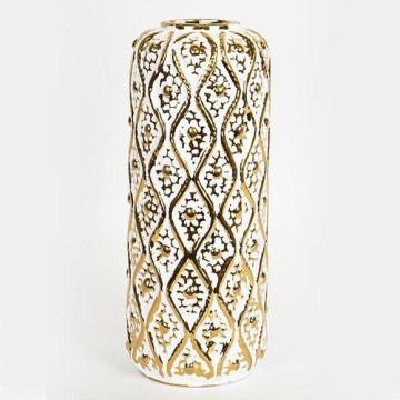 Keramik-Vase 37x15 cm golden/weiß