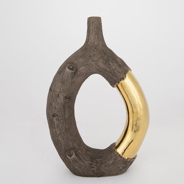 Keramik-Vase 38,5x26,5x9,5 cm braun/golden
