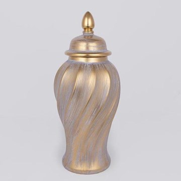 Keramik-Vase 40,8x17,5 cm golden/grau
