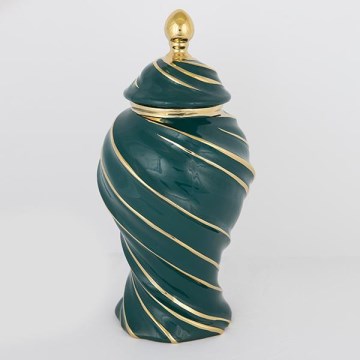 Keramik-Vase 41x20 cm golden/grün