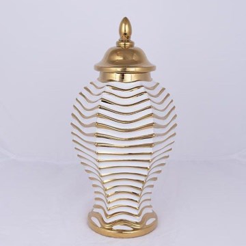 Keramik-Vase 42,2x21,1 cm golden/weiß