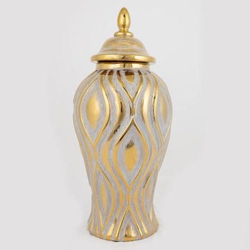 Keramik-Vase 42,6x18,8 cm golden/silbern