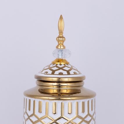 Keramik-Vase 45,7x16,9 cm golden/weiß