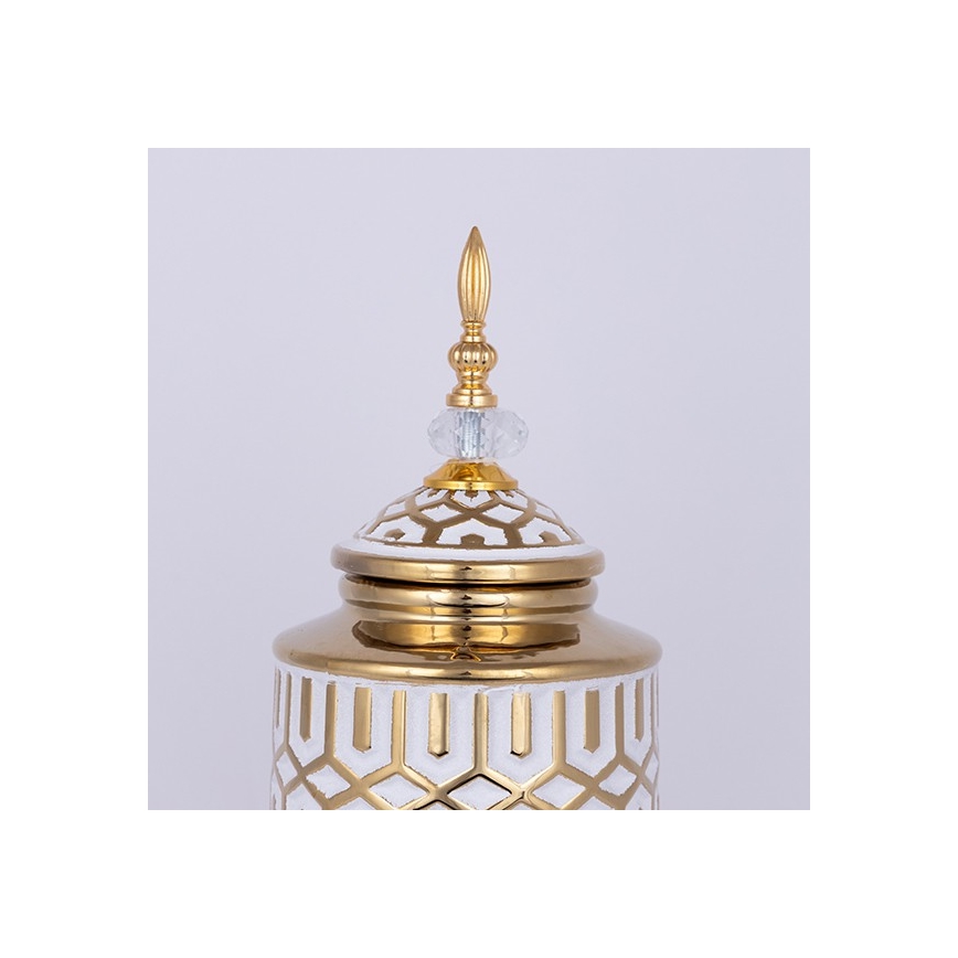 Keramik-Vase 45,7x16,9 cm golden/weiß