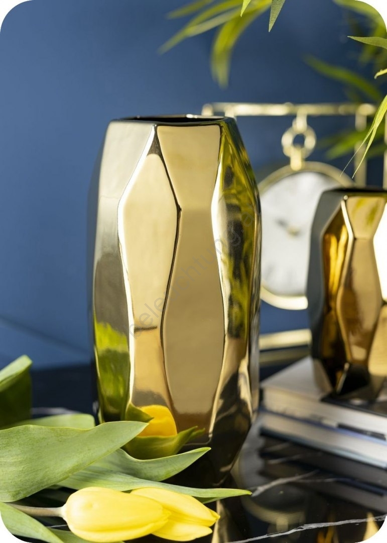 Keramik Vase ALICE 25x11 cm gold Beleuchtung