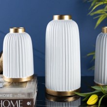 Keramik Vase ROSIE 20,5x12 cm weiß/gold