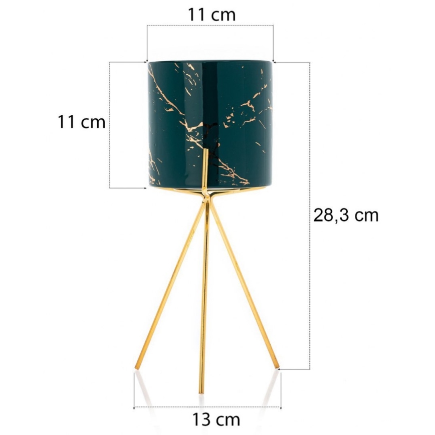Keramikblumentopf EMMA 28,3x11 cm grün/gold