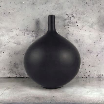 Keramikvase 24 cm, matt schwarz
