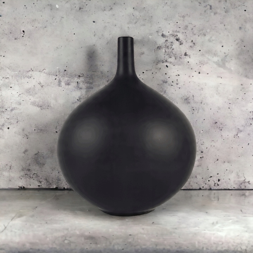 Keramikvase 24 cm, matt schwarz