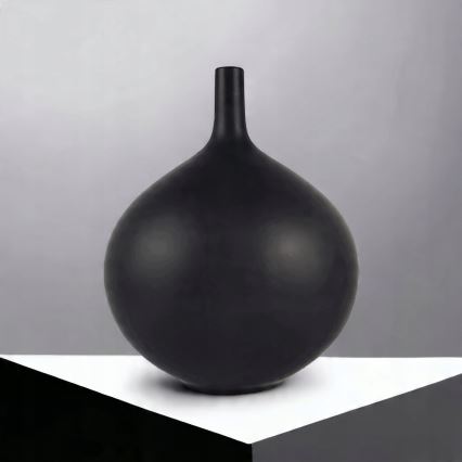 Keramikvase 24 cm, matt schwarz