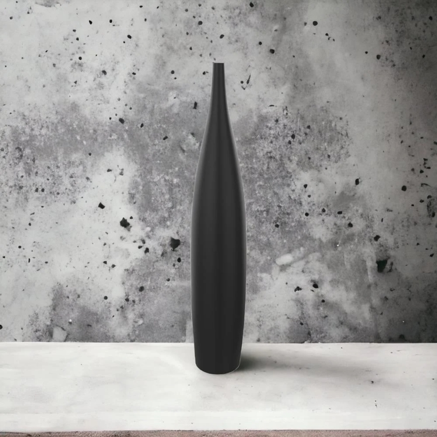 Keramikvase 70 cm, matt schwarz