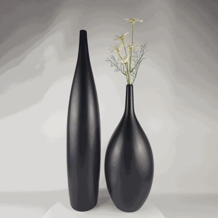 Keramikvase 70 cm, matt schwarz