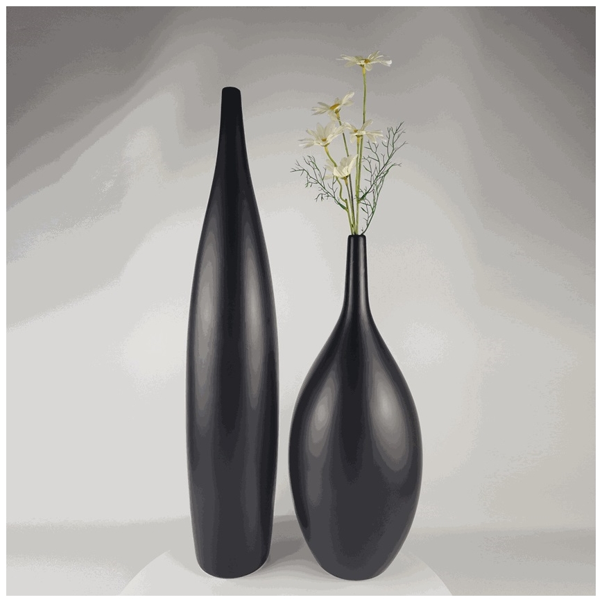 Keramikvase 70 cm, matt schwarz
