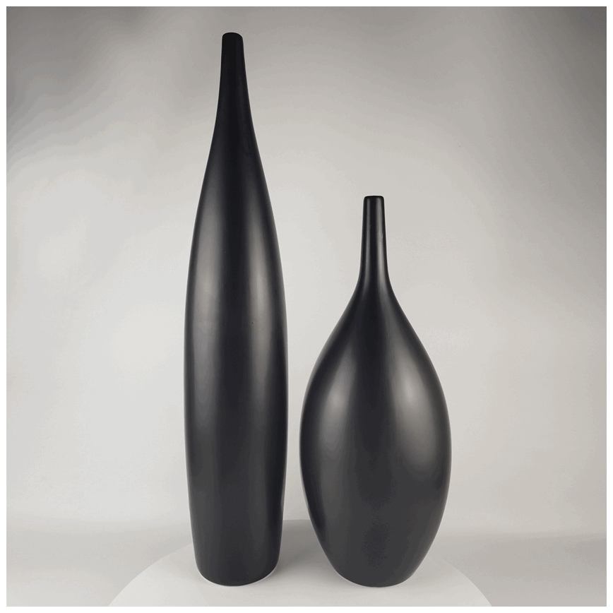 Keramikvase 70 cm, matt schwarz