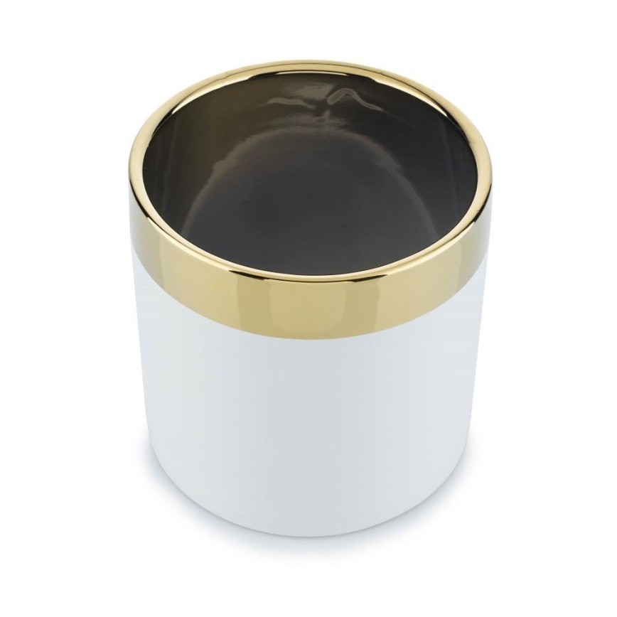 Keramischer Blumentopf CINDY 13x13 cm weiß/gold