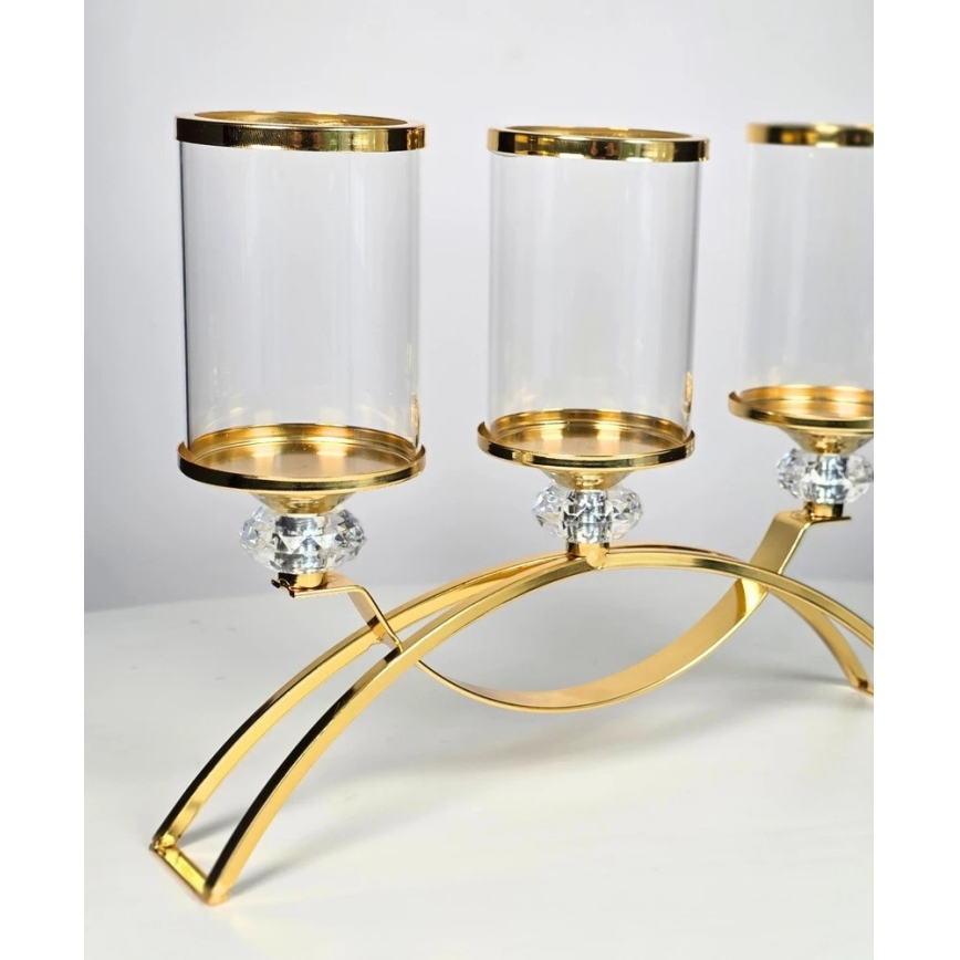 Kerzenhalter GLAMOUR, gold/transparent