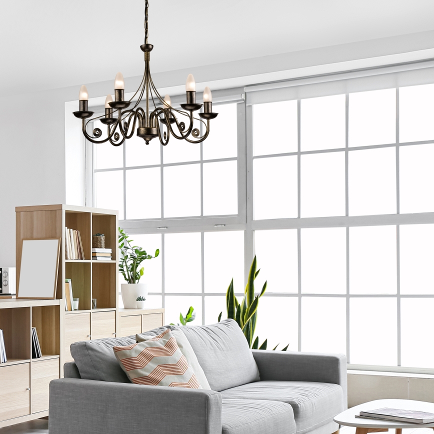 Kette-Kronleuchter DONATO 6xE14/40W/230V