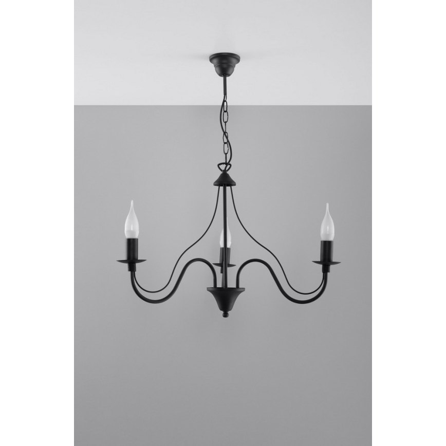 Kette-Kronleuchter MINERWA 3 3xE14/40W/230V schwarz