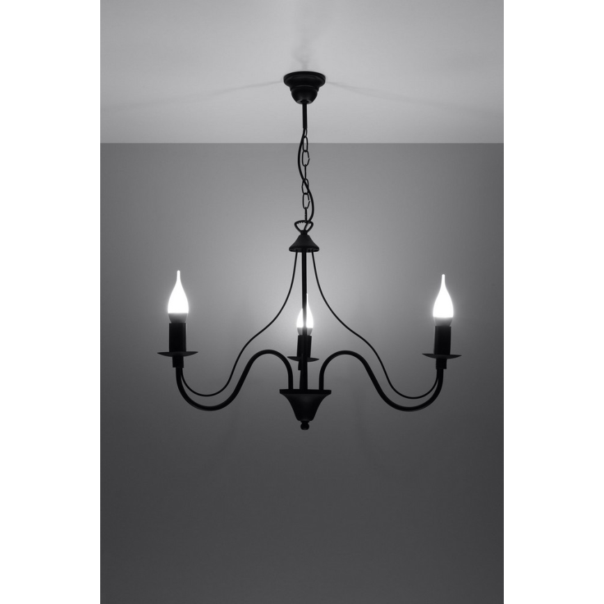 Kette-Kronleuchter MINERWA 3 3xE14/40W/230V schwarz
