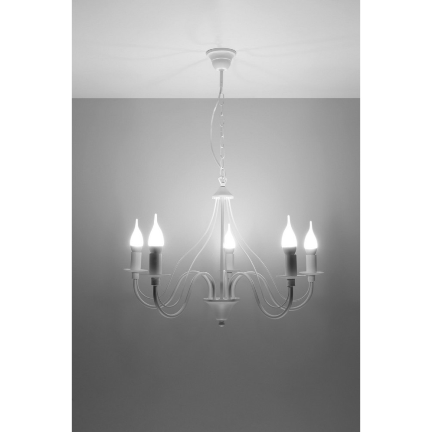 Kette-Kronleuchter MINERWA 5 5xE14/40W/230V weiß