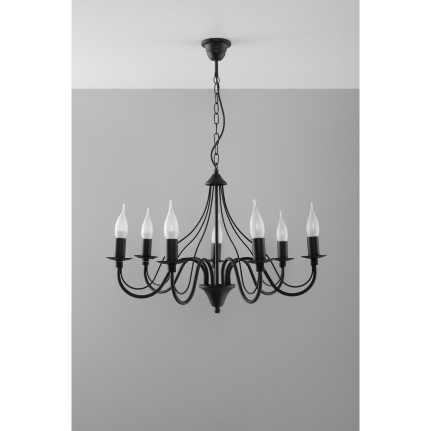 Kette-Kronleuchter MINERWA 7 7xE14/40W/230V schwarz