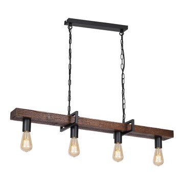 Ketten-Kronleuchter HARD 4xE27/11W/230V Holz/schwarz