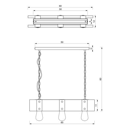 Ketten-Kronleuchter SODER 3xE27/60W/230V