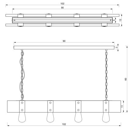 Ketten-Kronleuchter SODER 4xE27/60W/230V