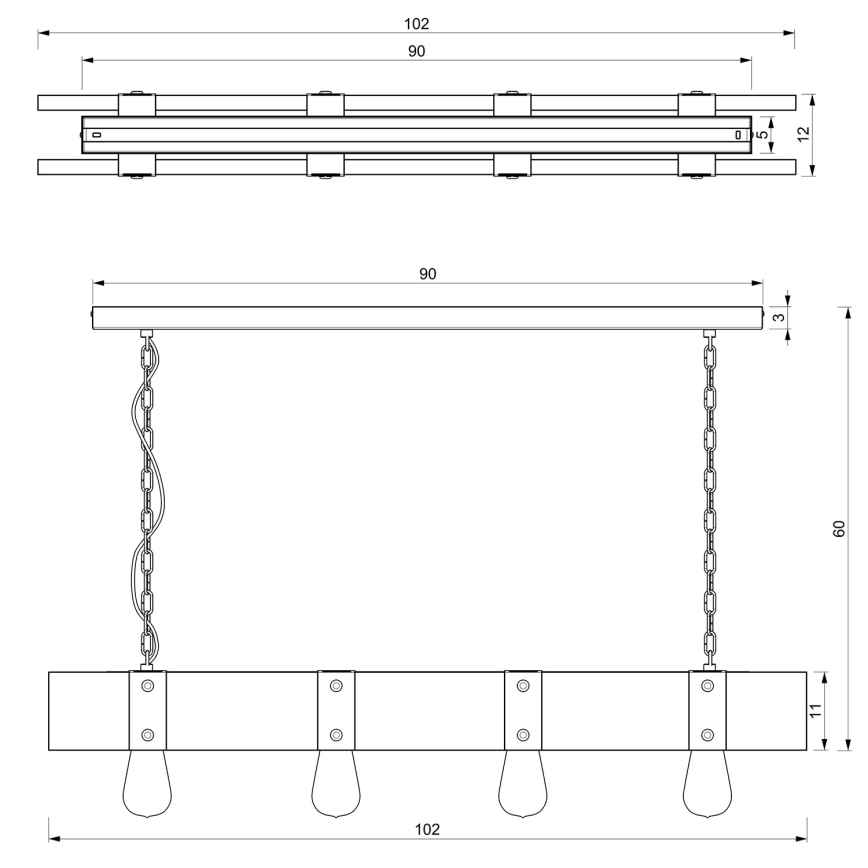 Ketten-Kronleuchter SODER 4xE27/60W/230V